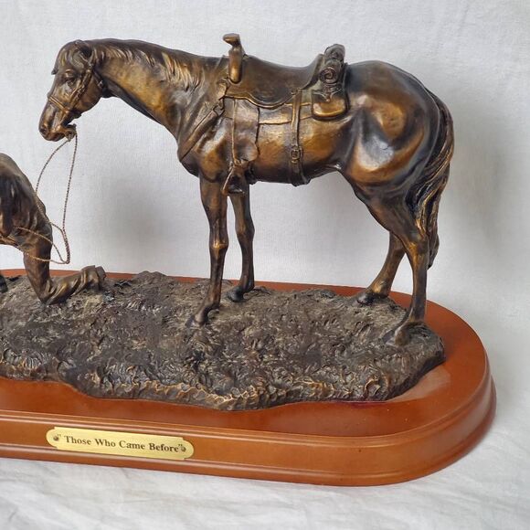 Montana Silversmiths "Those Who Came Before" Cowboy & Horse Western Bronze Sculp - Picture 5 of 13